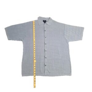 Paul Fredrick Men's Silk Short Sleeve Sweater Top Blue Size MediumPreppy